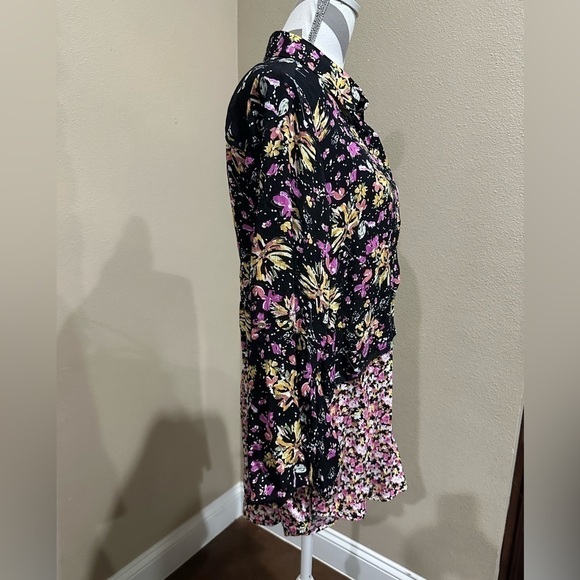 Calessa Black Floral Button up Blouse, EUC! - Picture 2 of 8